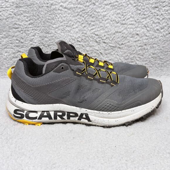 Scarpa Spin Planet Mens Size 10.5 Trail Running Shoes Gray Yellow Mesh - Picture 1 of 9